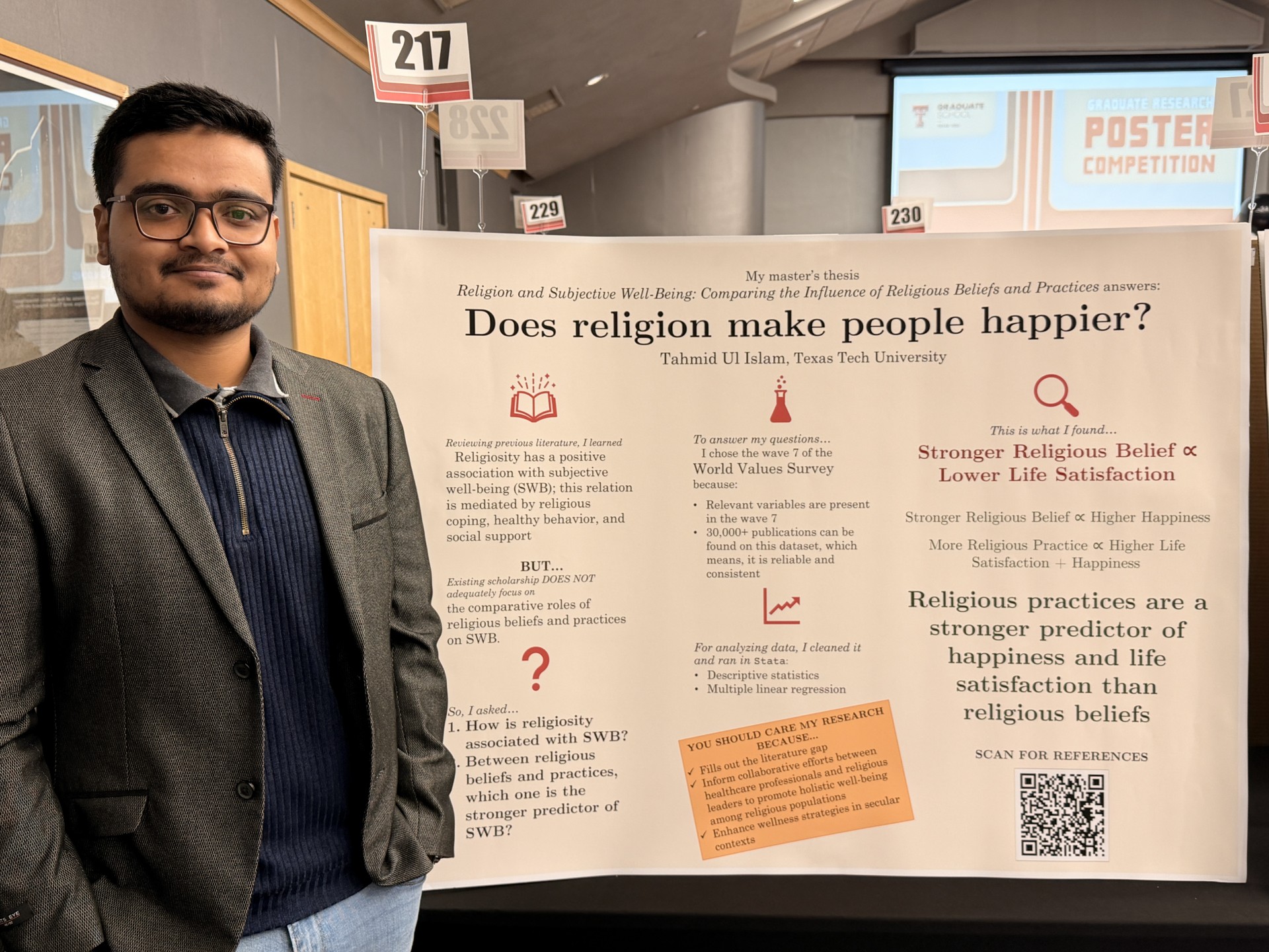 Tahmid Ul Islam presenting his research poster at the 2026 Graduate Poster Competition